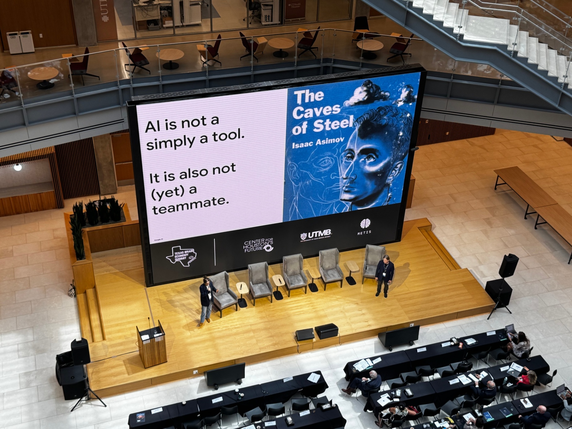 Slide quoting Asimov's The Caves of Steel: AI is not simply a tool. It is also not (yet) a teammate.